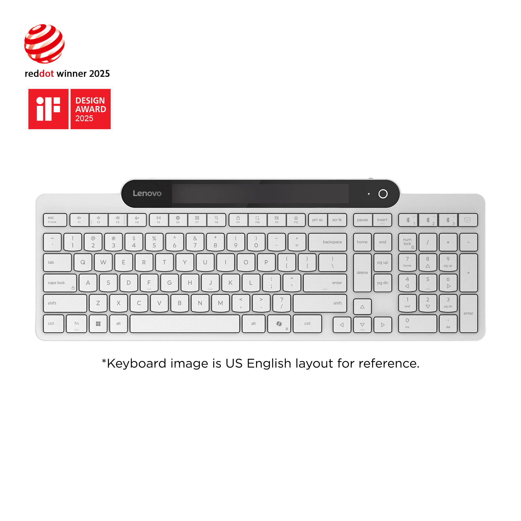 Lenovo 800 Self-Charging Bluetooth Keyboard-Hebrew 212 GY41R69592 לנובו