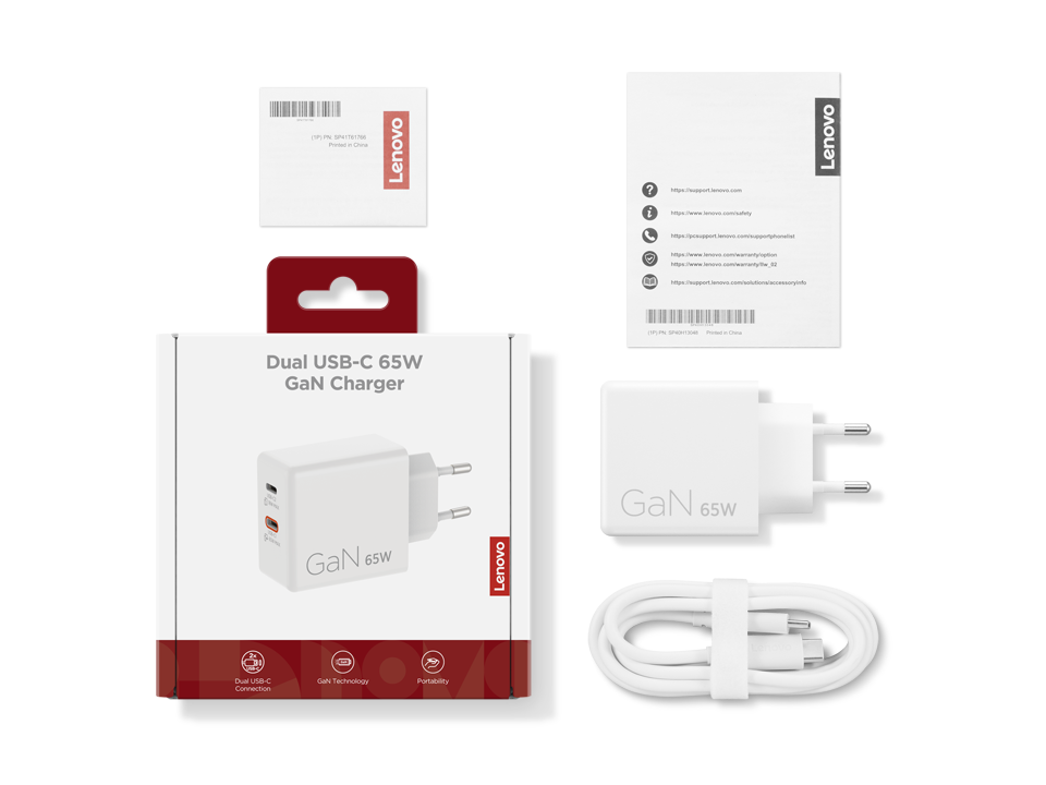 Lenovo Dual USB-C 65W GaN Charger G0A6065WEU לנובו