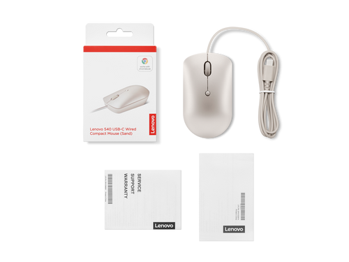 Lenovo 540 USB-C Wired Compact Mouse (Sand) GY51D20879 לנובו