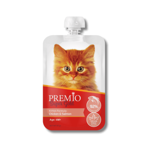 פרמיו מחית עוף וסלמון לגורי חתולים 90 גרם 