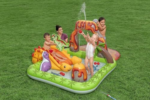 בריכת פעילות מתנפחת BESTWAY Volcano Springs דגם 53172 עם מגלשה, מתזי מים ודינוזאורים