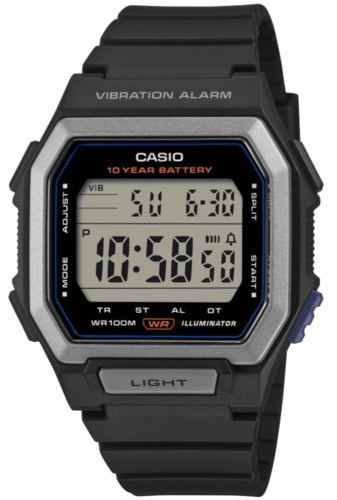 CASIO W-738H-1A רטט במעורר וסוללה ל-10 שנים דיגיטלי עם מגוון פונקציות