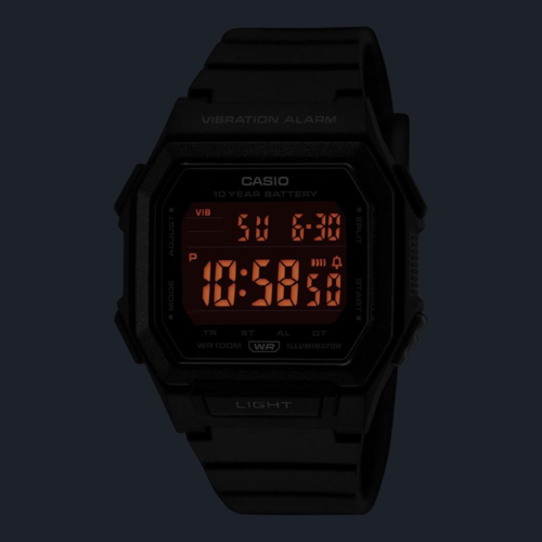 CASIO W-738H-1B רטט במעורר וסוללה ל-10 שנים דיגיטלי עם מגוון פונקציות