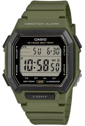 CASIO W-738H-3A רטט במעורר וסוללה ל-10 שנים דיגיטלי עם מגוון פונקציות