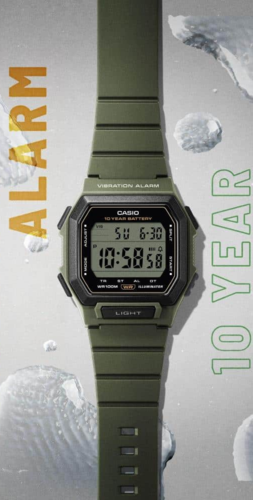 CASIO W-738H-3A רטט במעורר וסוללה ל-10 שנים דיגיטלי עם מגוון פונקציות