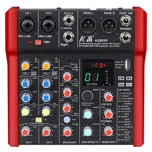 מיקסר 2 מונו 2 סטריאו+אפקטים  ICM A28DSP