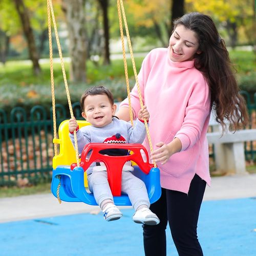 נדנדת גינה / חצר 3 שלבים עם חבל ארוך במיוחד - מושב כחול