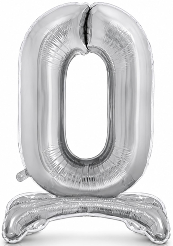 בלון עומד לניפוח עצמי צבע כסף מט כ-86 סנטימטר - ספרה 0