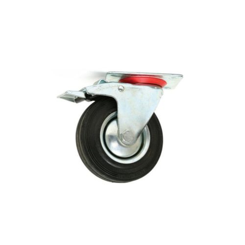 גלגל 6 תעשייתי שחור פלטה ומעצור 150 קג 204
