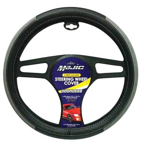 02218 LUX STEERING WHEEL COVER | Black & Gray