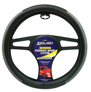 02218 LUX STEERING WHEEL COVER | Black & Gray