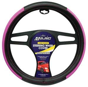 02219 STEERING WHEEL COVER | Black & Pink