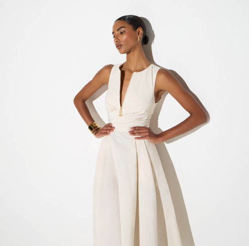 Dress in taffeta voile fabric AVENA