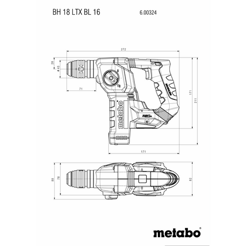 פטישון נטען Metabo BH 18 LTX BL 16 מק