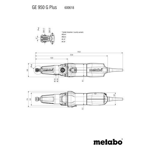 משחזת ציר ישרה Metabo GE 950 G Plus מק
