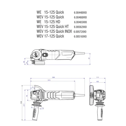משחזת זווית Metabo WE 15-125 Quick מק