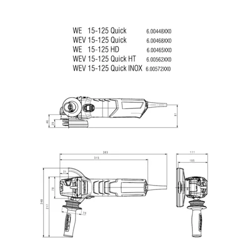 משחזת זווית Metabo WEV 15-125 Quick מק