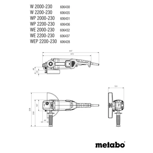 משחזת זווית Metabo W 2200-230 מק