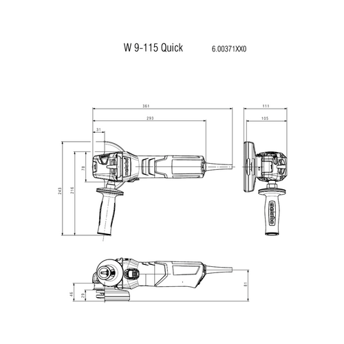 משחזת זווית Metabo W 9-115 Quick מק
