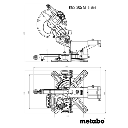 מסור פנדל נגרר Metabo KGS 305 M מק