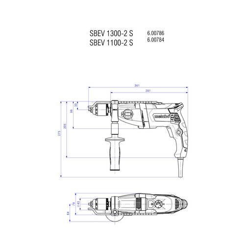 מקדחה רוטטת Metabo SBEV 1300-2 S מק