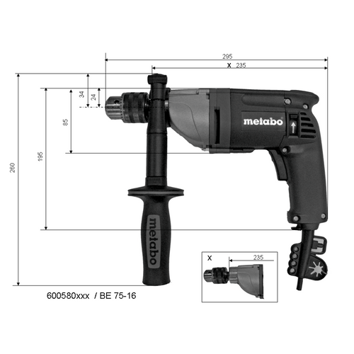 מקדחה במומנט גבוה Metabo BE 75-16 מק