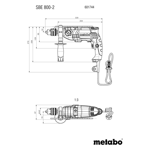 מקדחה רוטטת Metabo SBE 800-2 מק