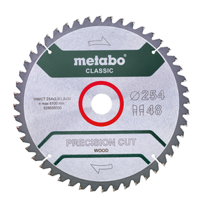 להב מסור עגול לעץ 254x30 מ"מ 48 שיניים - Metabo Precision Cut Wood Classic