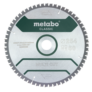 להב מסור עגול רב שימושי 254x30 מ"מ 60 שיניים - Metabo Multi Cut Classic