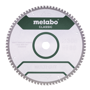 להב מסור עגול רב שימושי 305x30 מ"מ 80 שיניים - Metabo Multi Cut Classic