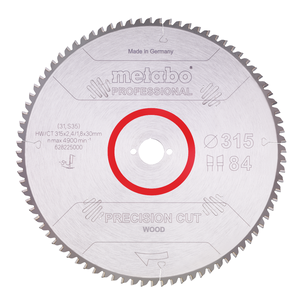 להב מסור עגול לעץ 315x30 מ"מ 84 שיניים - Metabo Precision Cut Wood Professional