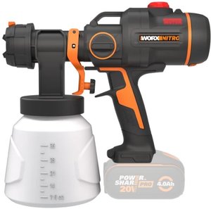 מרסס צבע נטען WORX Nitro WX020.9 20V HVLP | מיכל 1 ליטר ו־4 חרירים – גוף בלבד