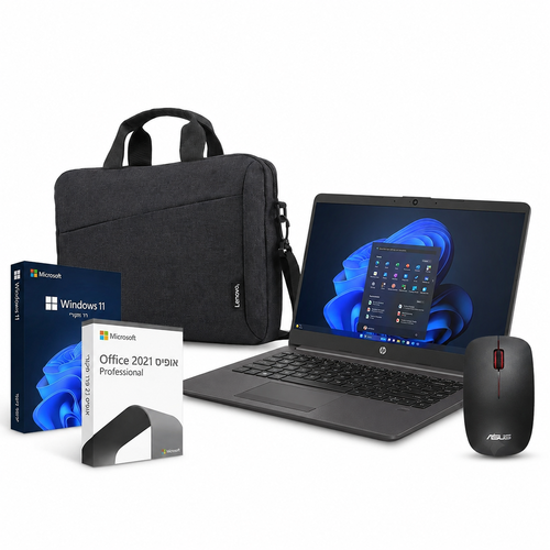 חבילת ביצועים HP 240R G9 Core i5 + Windows 11 Pro + Office 2021 Pro + עכבר + תיק