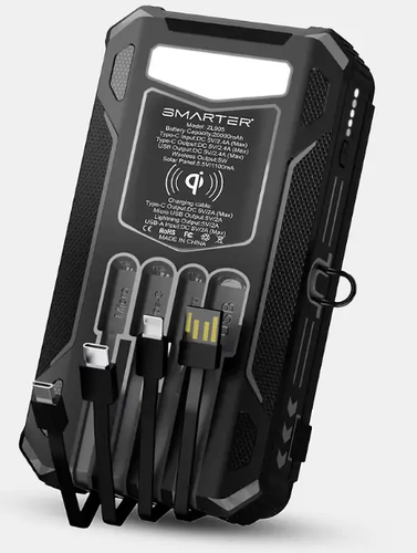 סוללת גיבוי סולרית ניידת 20000mAh צבע שחור Smarter