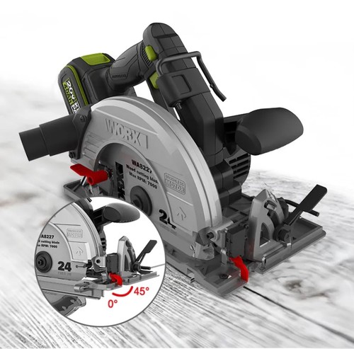 מסור עגול נטען WORX Professional WU538i.9 20V Brushless | להב 185 מ״מ, חיתוך עד 65 מ״מ – גוף בלבד