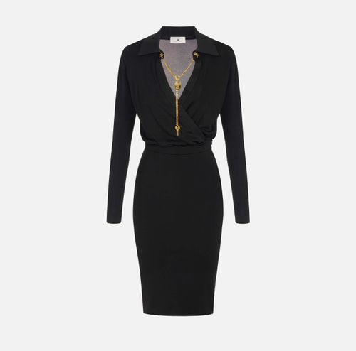 Viscose yarn dress with jewel chain
