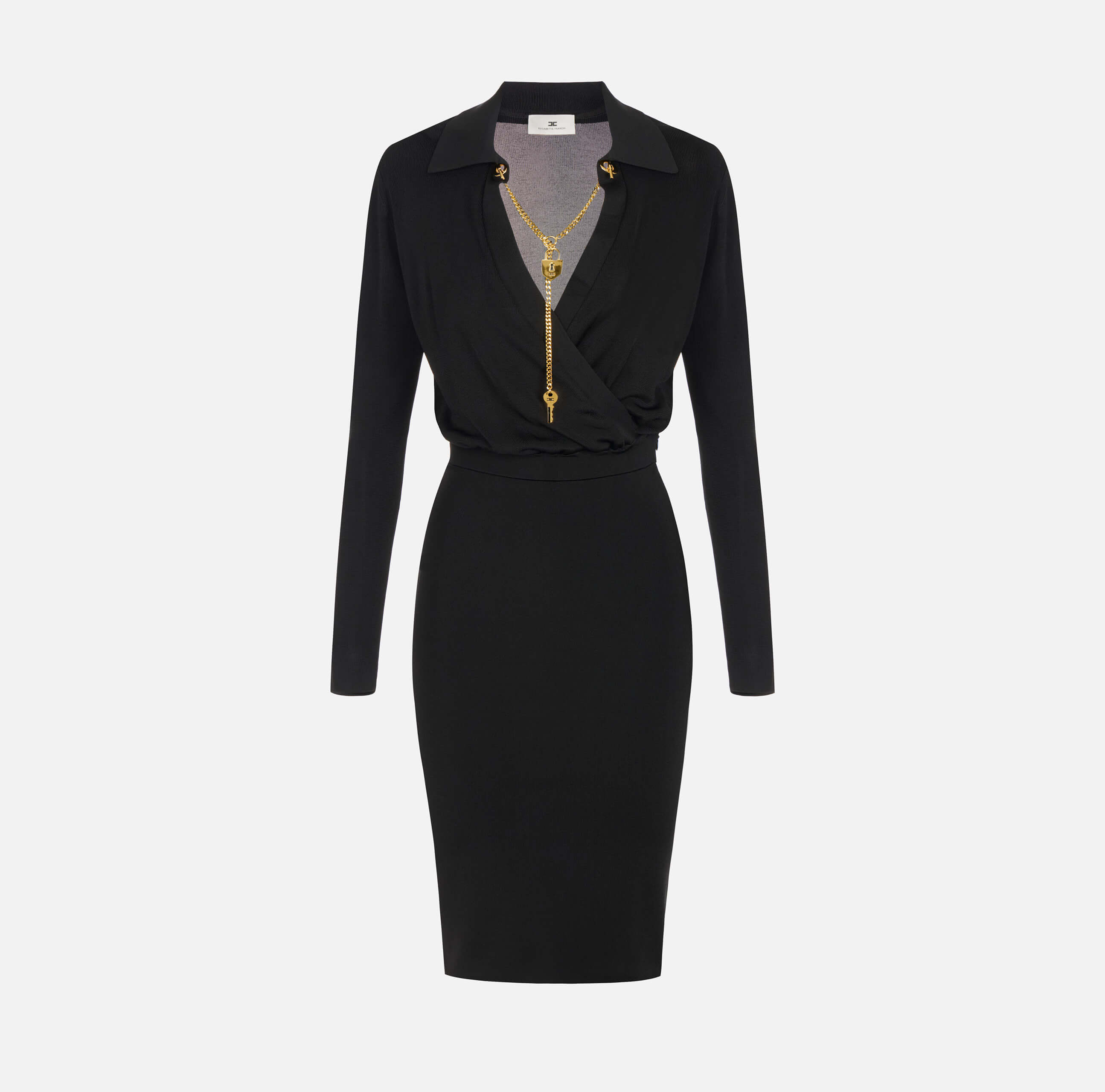 Viscose yarn dress with jewel chain
