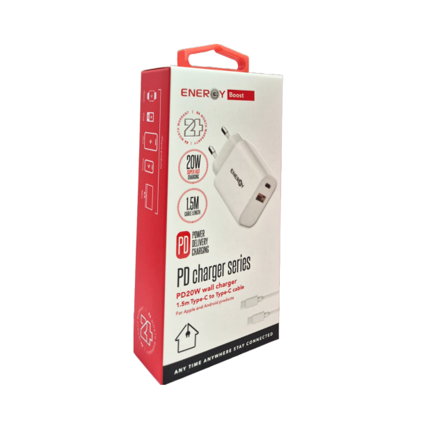 מטען קיר Energy 20W Type-C to Type-C