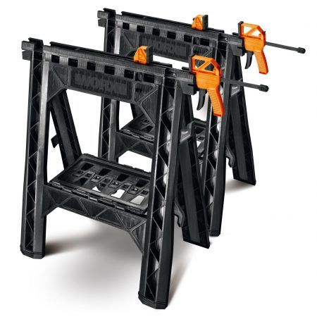 זוג חמורי עבודה מתקפלים WORX WX065 עם מלחציים | עומס משולב עד 454 ק״ג