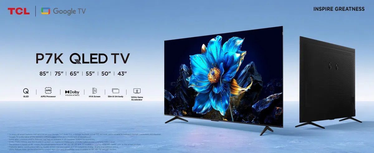טלוויזה חכמה TCL QD UHD QLED 60Hz Google TV P7 4K