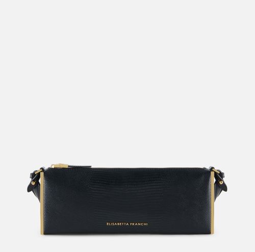 Over-the-shoulder bag with lizard print
