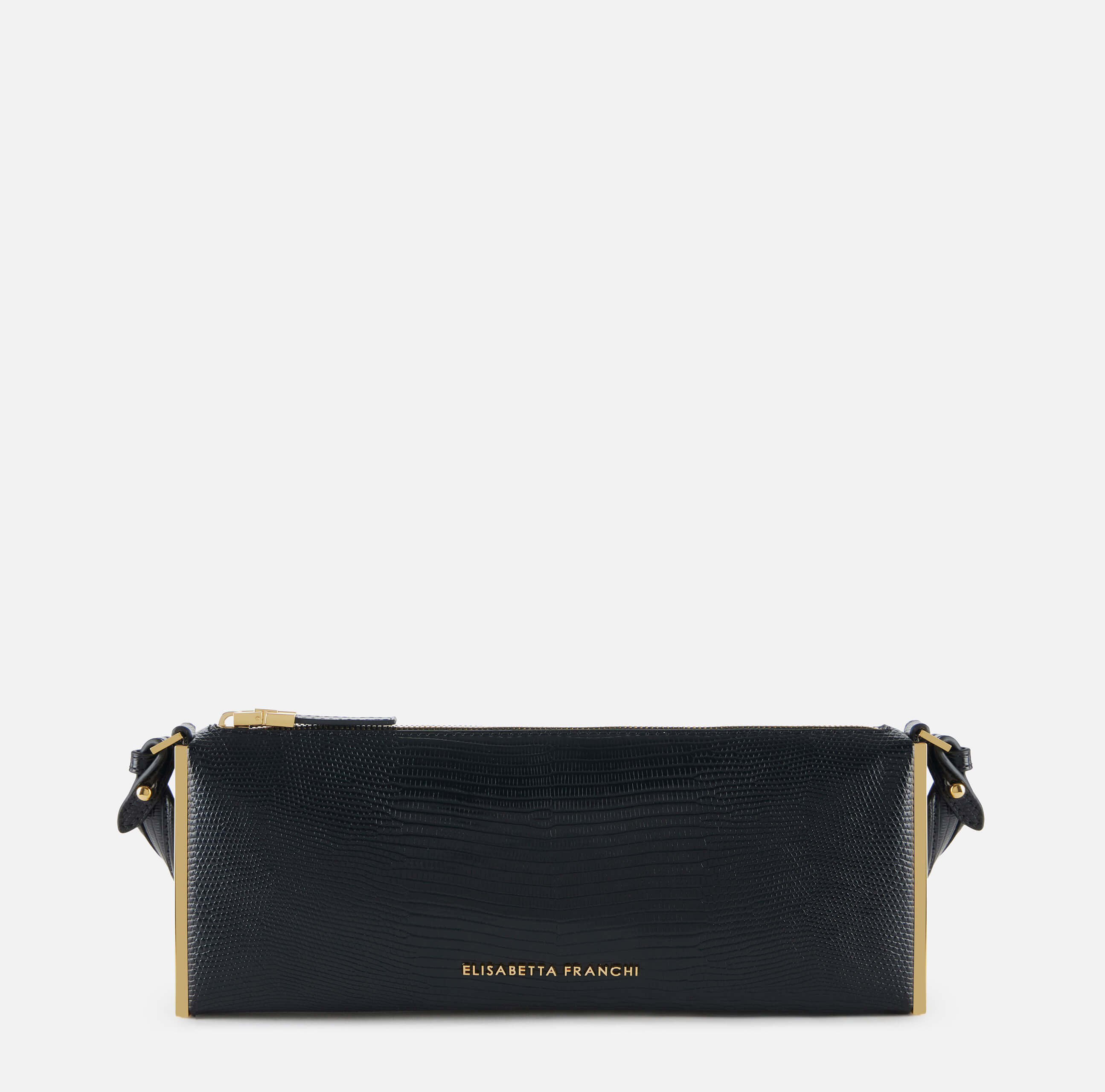 Over-the-shoulder bag with lizard print