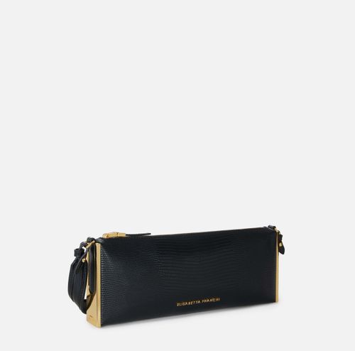 Over-the-shoulder bag with lizard print