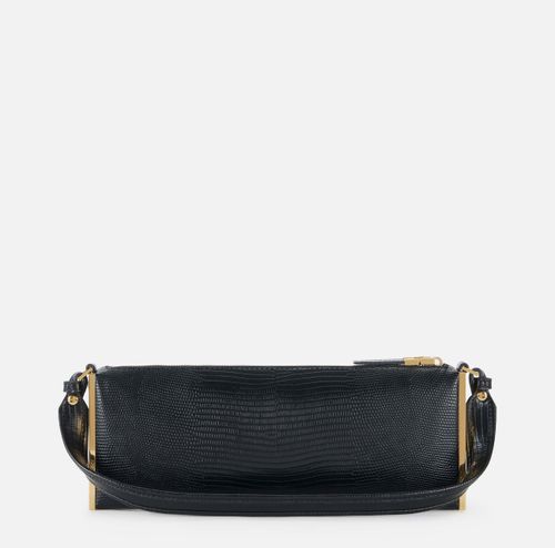 Over-the-shoulder bag with lizard print
