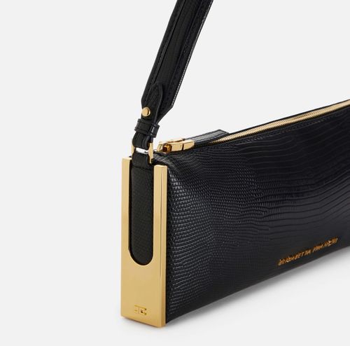 Over-the-shoulder bag with lizard print