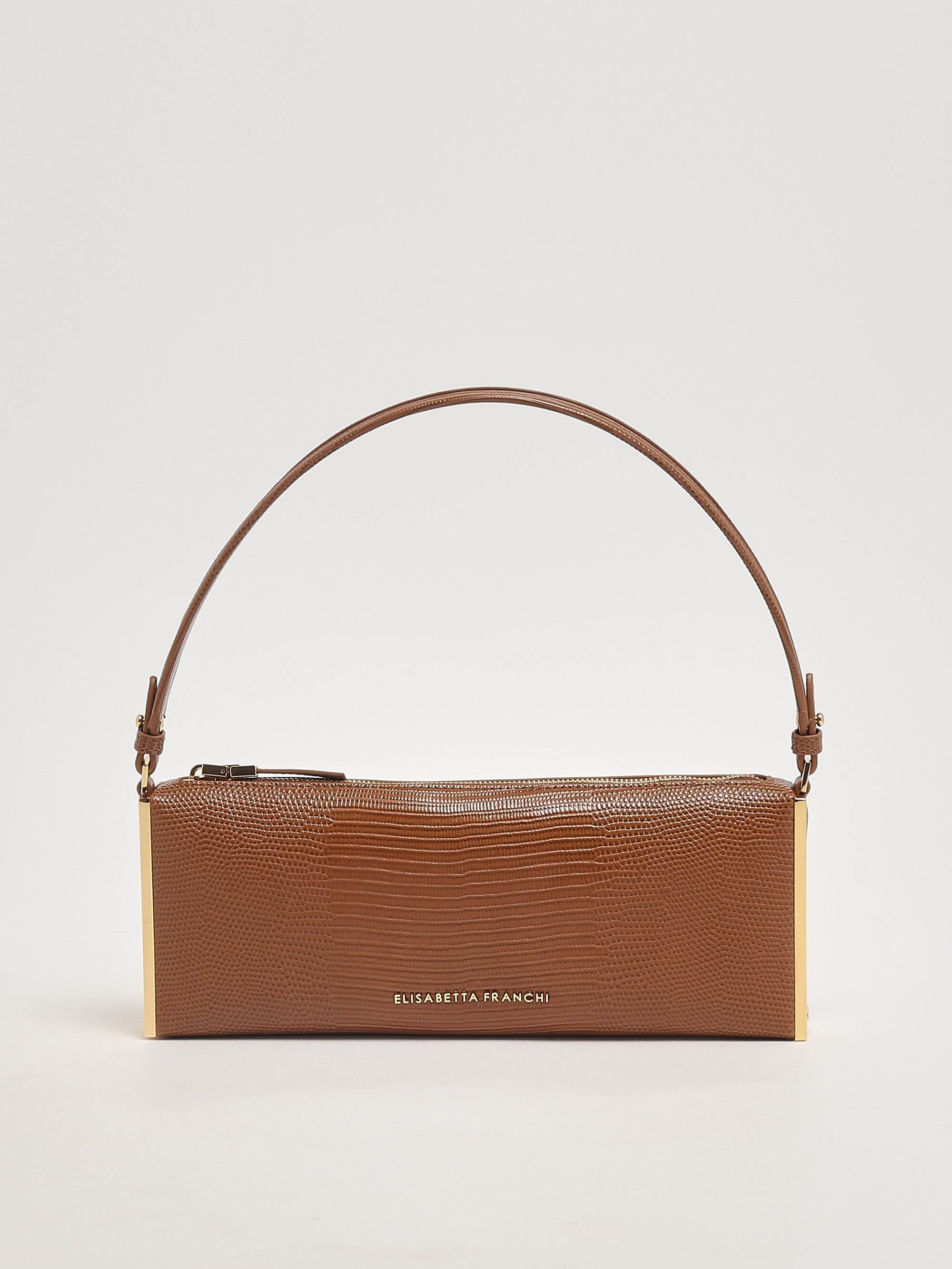 Over-the-shoulder bag with lizard print
