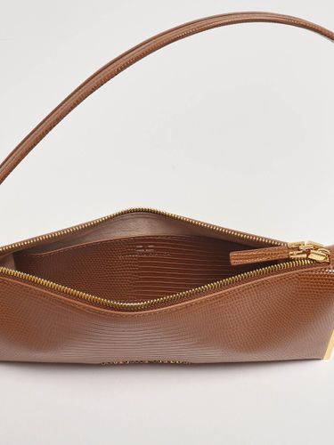Over-the-shoulder bag with lizard print