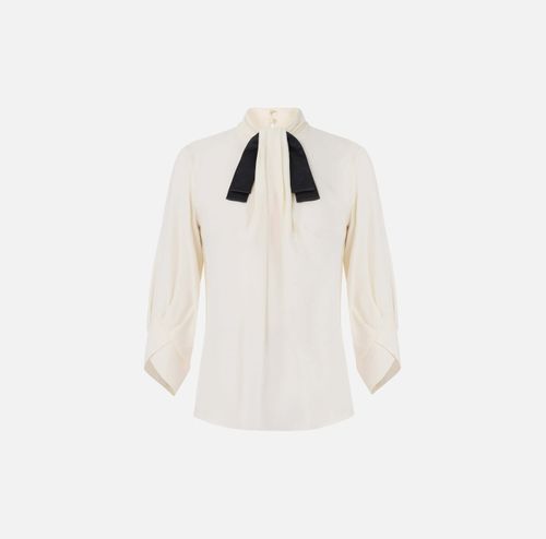 Blouse in georgette fabric with bow-tie