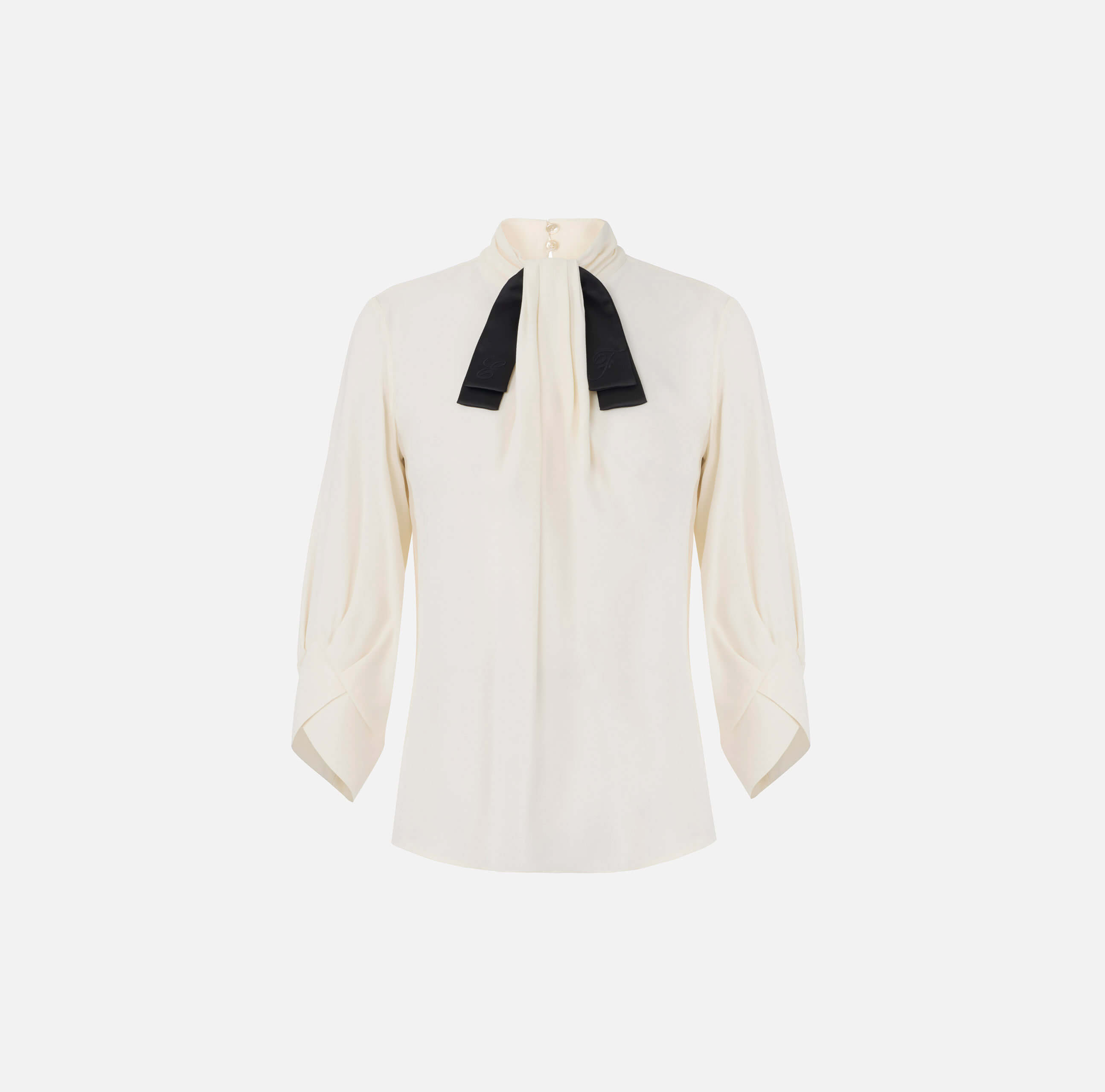 Blouse in georgette fabric with bow-tie