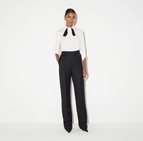Blouse in georgette fabric with bow-tie